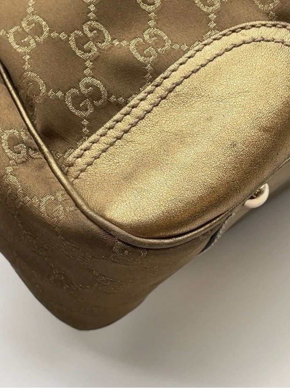 Authentic Gucci Metallic Brown GG Monogram Shoulder Bag - Picture 6 of 16